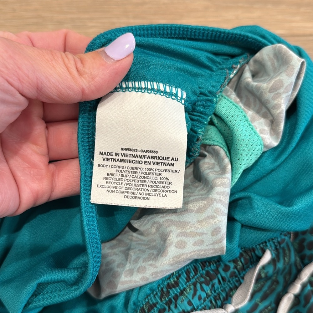 NIKE Green Teal Cheetah Print Tempo Dri-Fit Active Workout Running Gym Shorts S - Picture 10 of 10